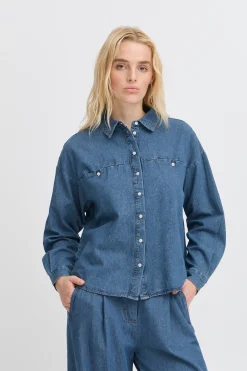 Ichi Hemden>IHARCHER Jeanshemd Washedmed.blue