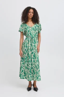 Ichi Kleider>IHAYA Kleid PineGreenIkat