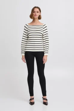 Ichi Strickwaren>IHBOSTON Strickpullover Birchw.Blackstripe