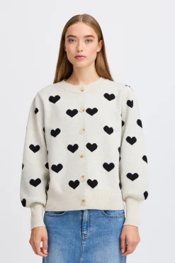 Ichi Strickwaren>IHBRIELLE Cardigan Oatmealmlgw.Black