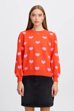 Ichi Strickwaren>IHBRIELLE Pullover Orange.comw.SuperPink