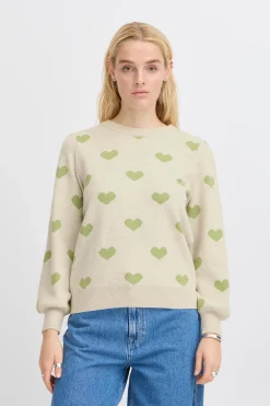 Ichi Strickwaren>IHBRIELLE Pullover Oatmealw.GreenTea