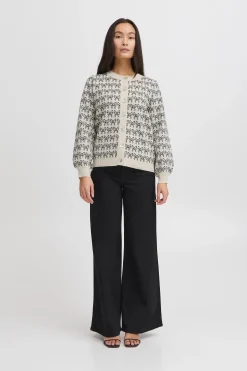 Ichi Strickwaren>IHBRIELLE Strickjacke Oatmealw.black
