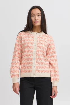 Ichi Strickwaren>IHBRIELLE Strickjacke Oatmealw.Fiesta
