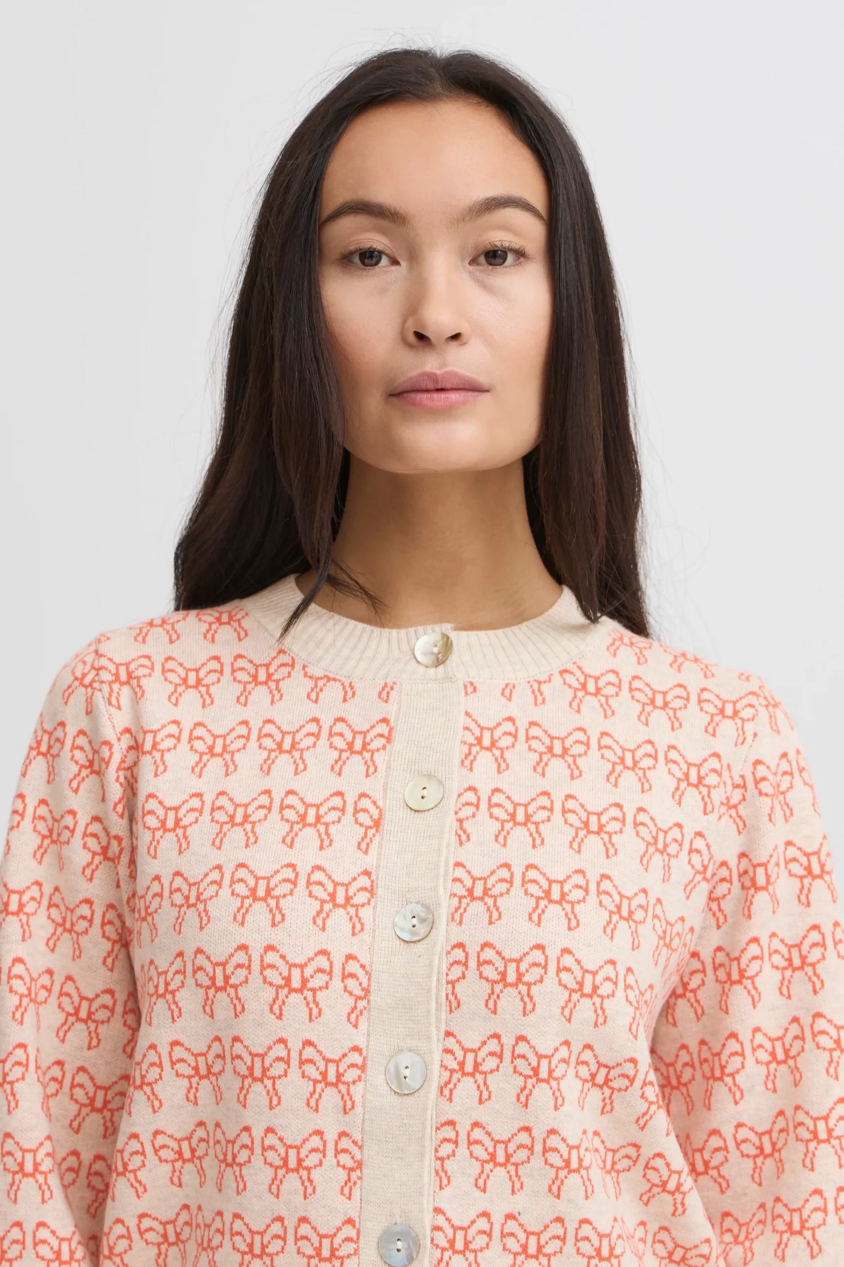 Ichi Strickwaren>IHBRIELLE Strickjacke Oatmealw.Fiesta
