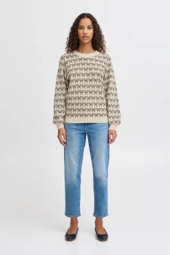 Ichi Strickwaren>IHBRIELLE Strickpullover Oatmealw.black