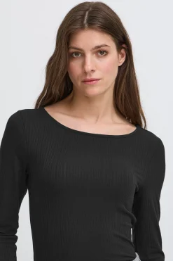 Ichi T-shirts>IHCELLA Langarm-Shirt Black