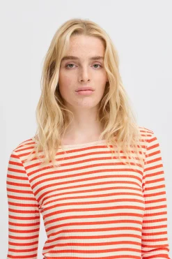 Ichi T-shirts>IHCELLA Langarm-Shirt Fiestaw.clouddancerstripe