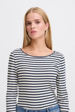 Ichi T-shirts>IHCELLA Langarm-Shirt TotalEclipsestripe