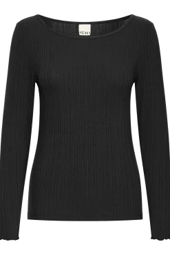 Ichi T-shirts>IHCELLA Langarm-Shirt Black