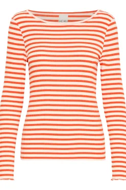 Ichi T-shirts>IHCELLA Langarm-Shirt Fiestaw.clouddancerstripe