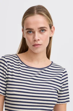 Ichi T-shirts>IHCELLA T-shirt TotalEclipsestripe