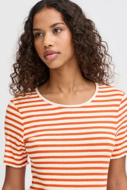 Ichi T-shirts>IHCELLA T-shirt Fiestaw.clouddancerstripe