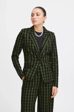 Ichi Blazers>IHKATE Blazer ParrotGreenHoundstooth