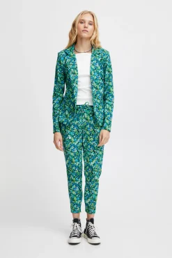 Ichi Blazers>IHKATE Blazer BlueGreenMultiFloweraop
