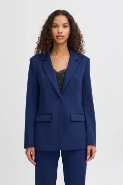 Ichi Blazers>IHKATE LONG Blazer MedievalBlue