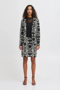Ichi Blazers>IHKATE PRINT Blazer BlackFloweraop