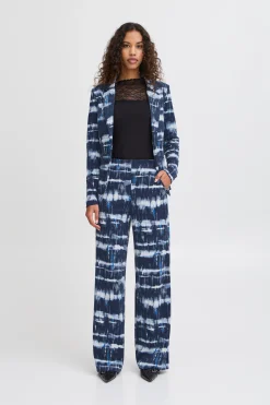 Ichi Blazers>IHKATE PRINT Blazer BlueFossilIkataop