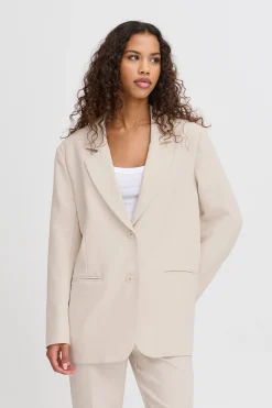 Ichi Blazers>IHLEXI Blazer Oatmeal