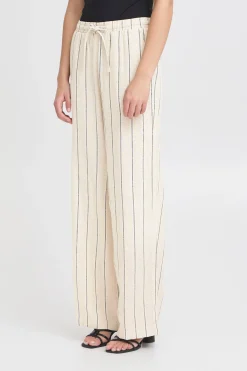 Ichi Hosen>IHLINNO Casual Hose NaturalEcruStripe
