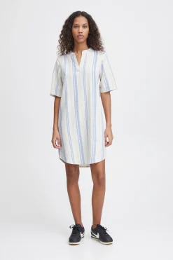 Ichi Kleider>IHLINO Kleid CashmereBlueStripeAop