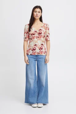 Ichi T-shirts>IHMARGOT T-shirt CalypsoCoralFloweraop