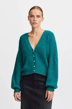 Ichi Strickwaren>IHMARIN Cardigan Green-BlueSlate
