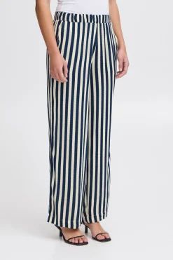 Ichi Hosen>IHMARRAKECH Casual Hose TotalEclipseDottedStripeAo