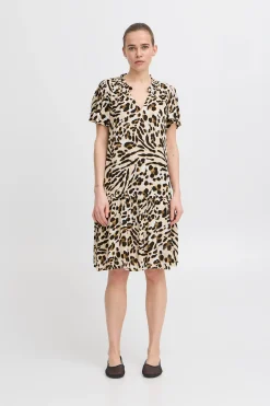 Ichi Kleider>IHMARRAKECH Kleid CaribouAnimalAop
