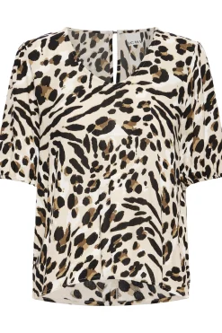 Ichi Blusen>IHMARRAKECH Kurzarm-Bluse CaribouAnimalAop
