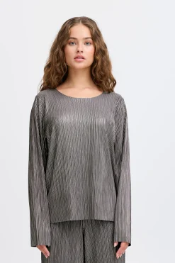 Ichi T-shirts>IHMATHILDE T-shirt Asphalt