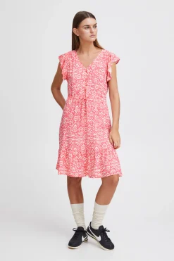 Ichi Kleider>IHVERA Kleid CalypsoCoralIkatAop