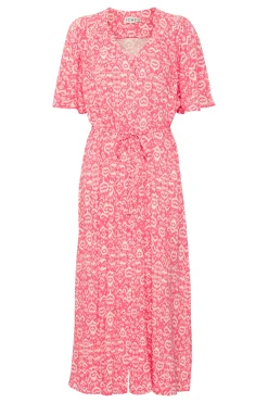 Ichi Kleider>IHVERA Kleid CalypsoCoralIkatAop
