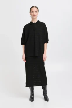Ichi T-shirts>IXKNITTY Poloshirt Black