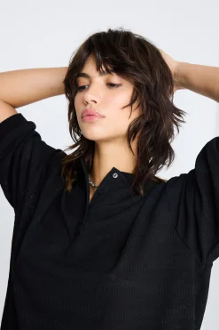 Ichi T-shirts>IXKNITTY Poloshirt Black