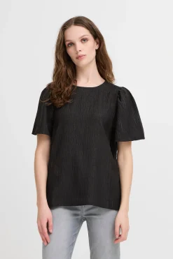 Ichi T-shirts>IXREMI T-shirt Blackw.pinst.